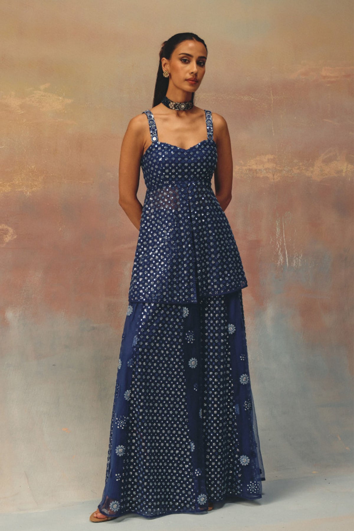 Blue Flared Sharara
