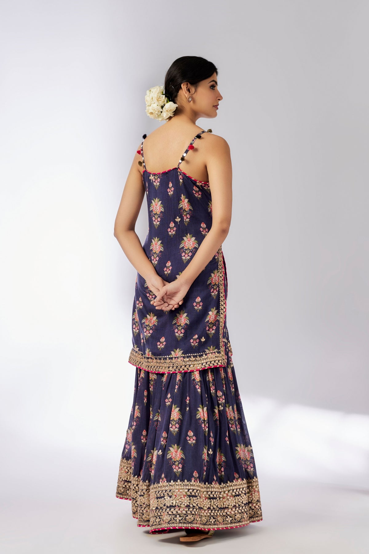 Navy Advika Strappy Sharara Set