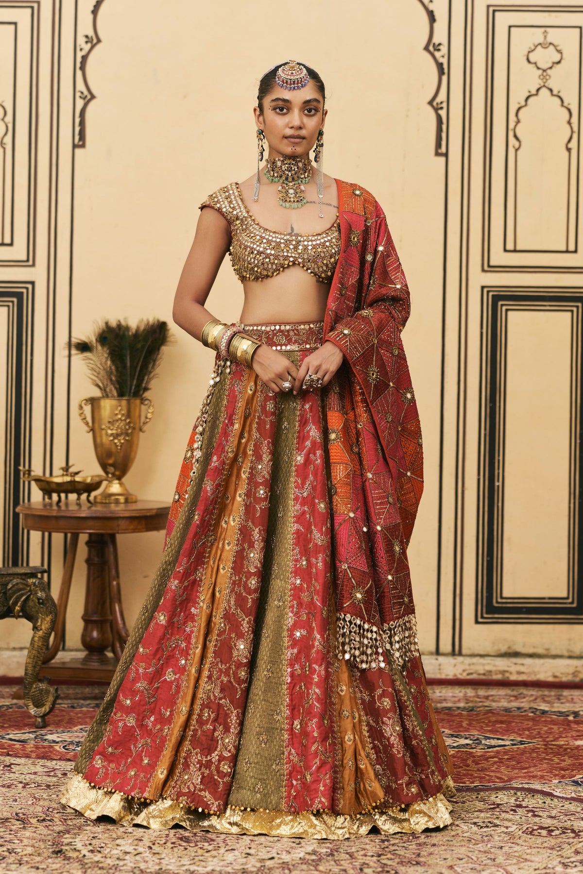 Chitrali Phulkari Lehenga Set