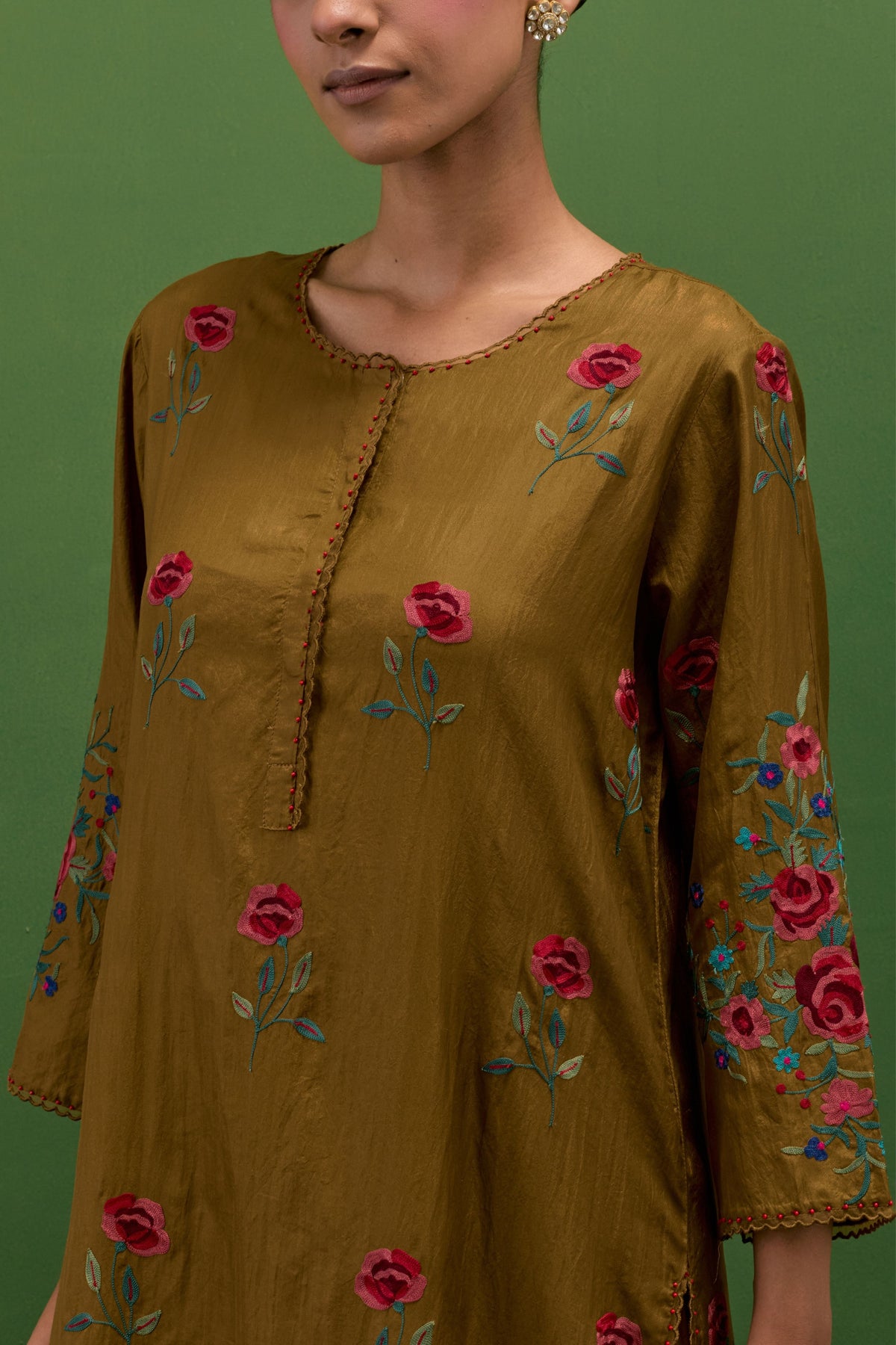 Golden Olive Straight Kurta Set