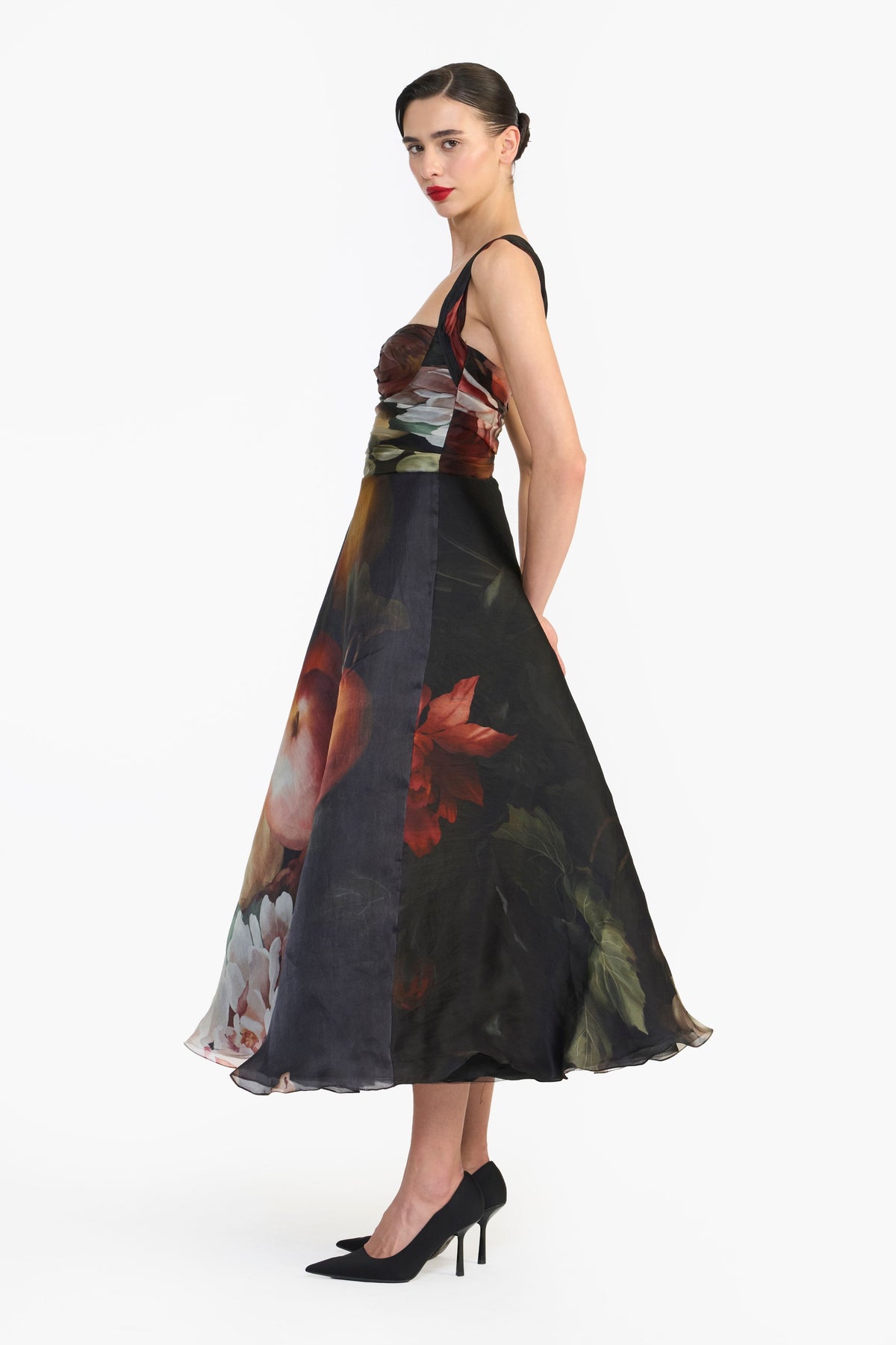 Draped Bustier Flat Midi