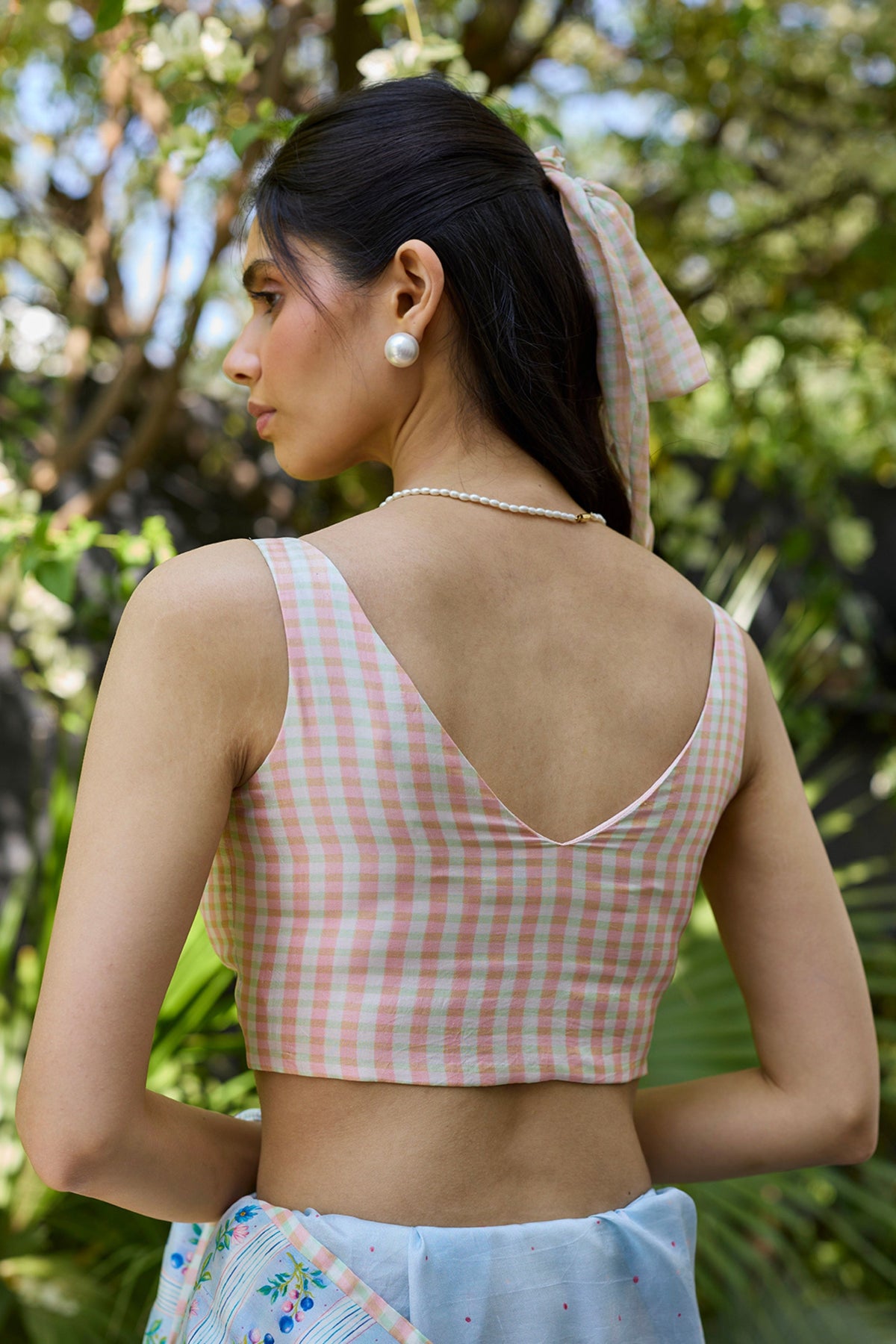 Windowpane Pink Checkered Blouse