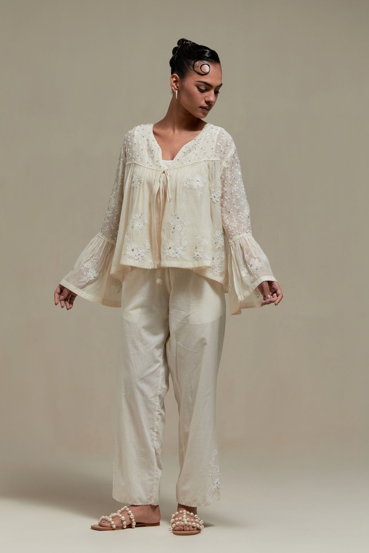 Off White Chanderi Top