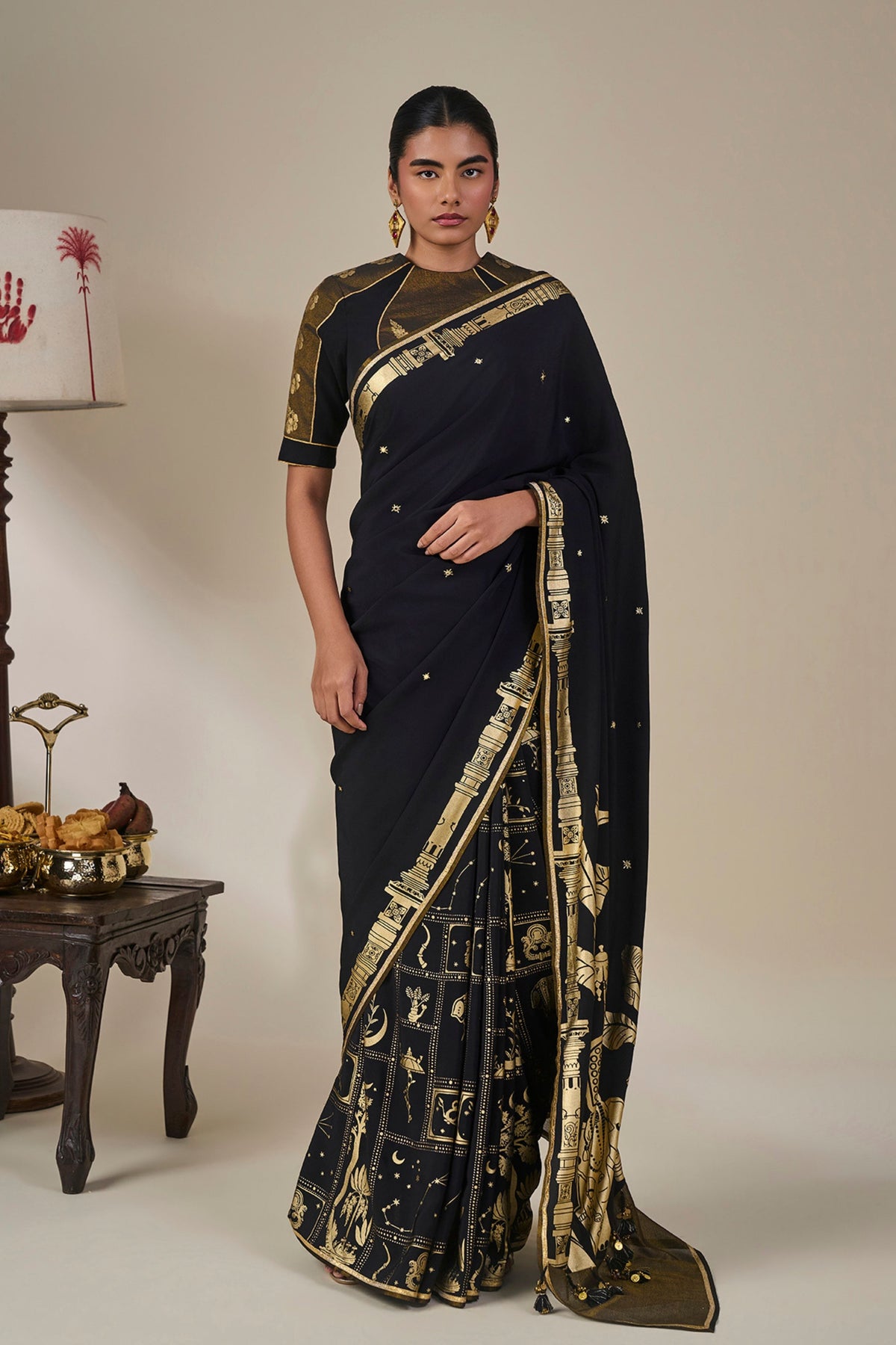 Black Malabar Grove Saree