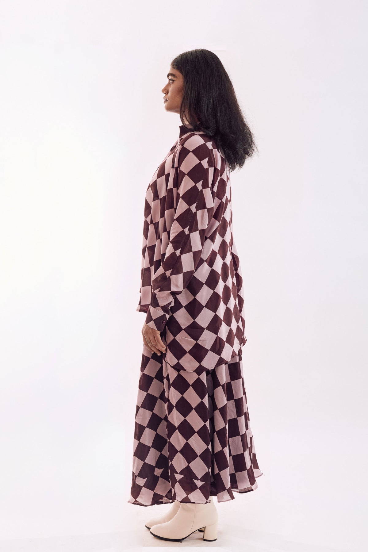 Brown Pink Check Co-ord Set