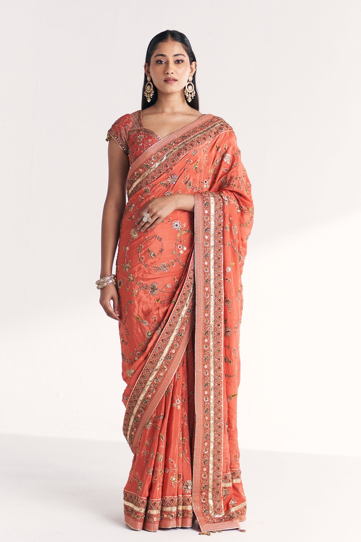 Jannat Tangerine Saree