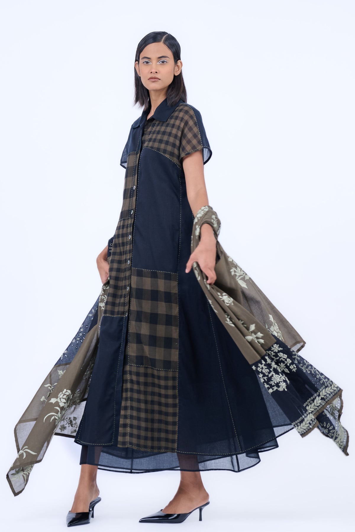 Black &amp; Khaki Cutwork Cape