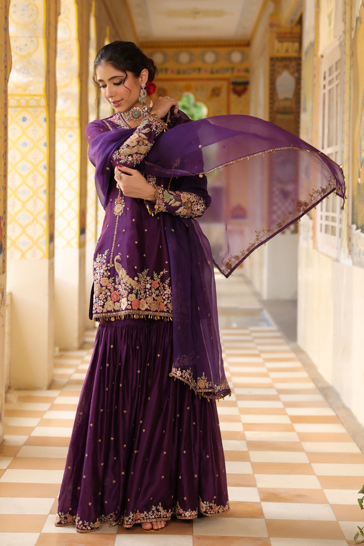 Ahista Purple Mayur Sharara Set