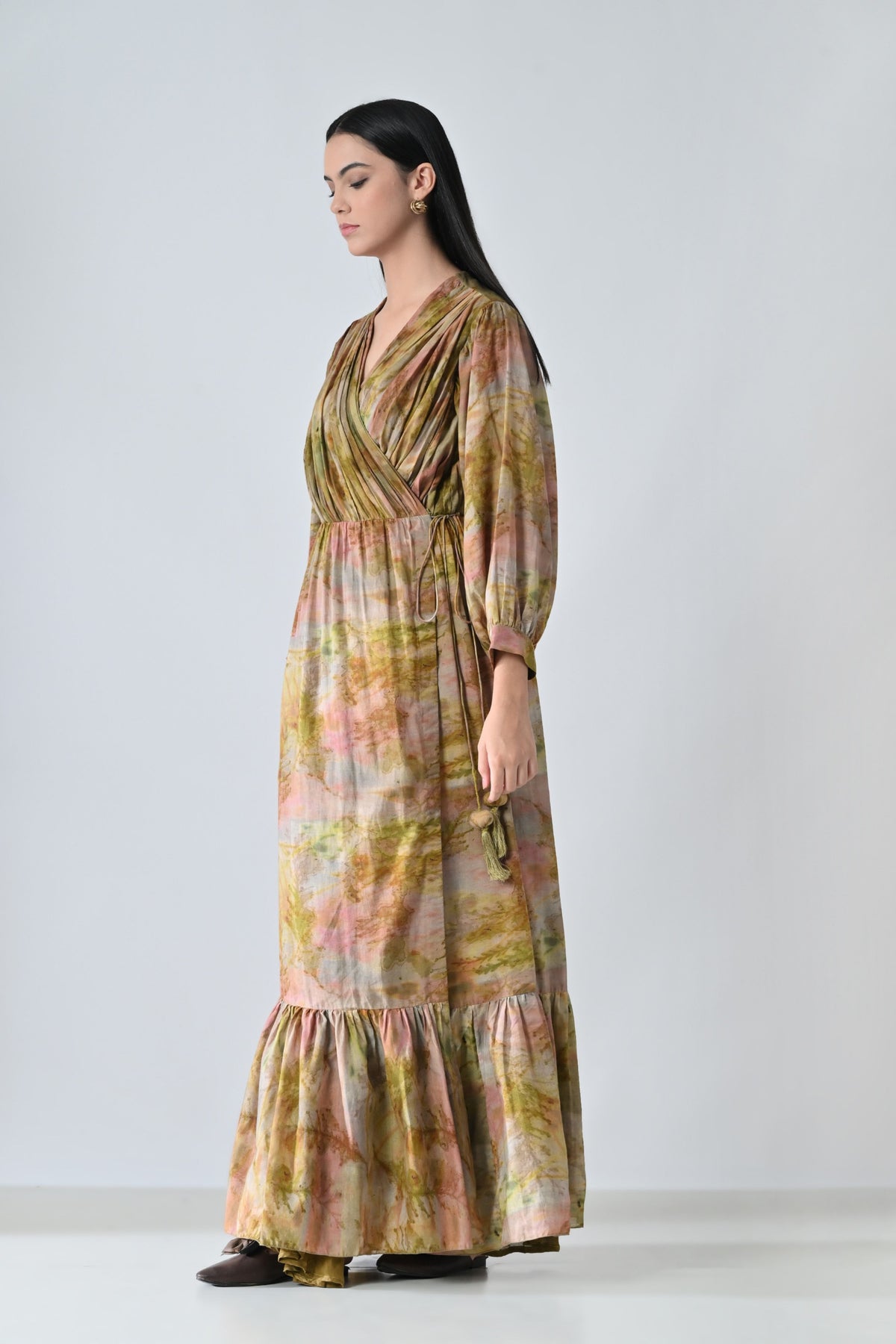 Verdant Wrap Tiered Dress