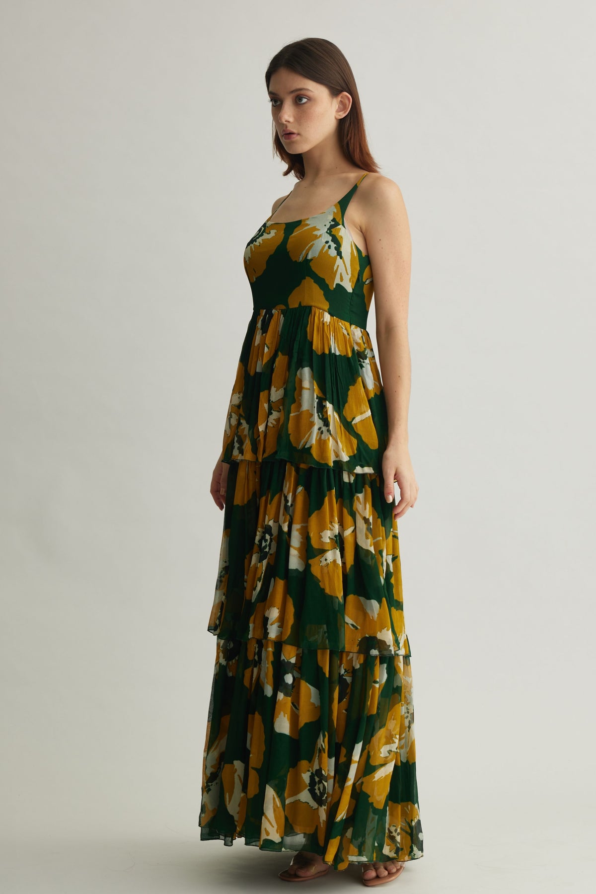 Mustard Floral Sleeveless Dress