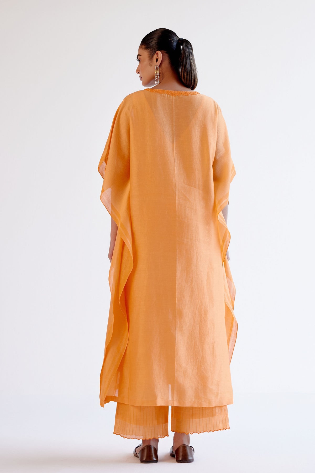 Orange Chanderi Kaftan Set
