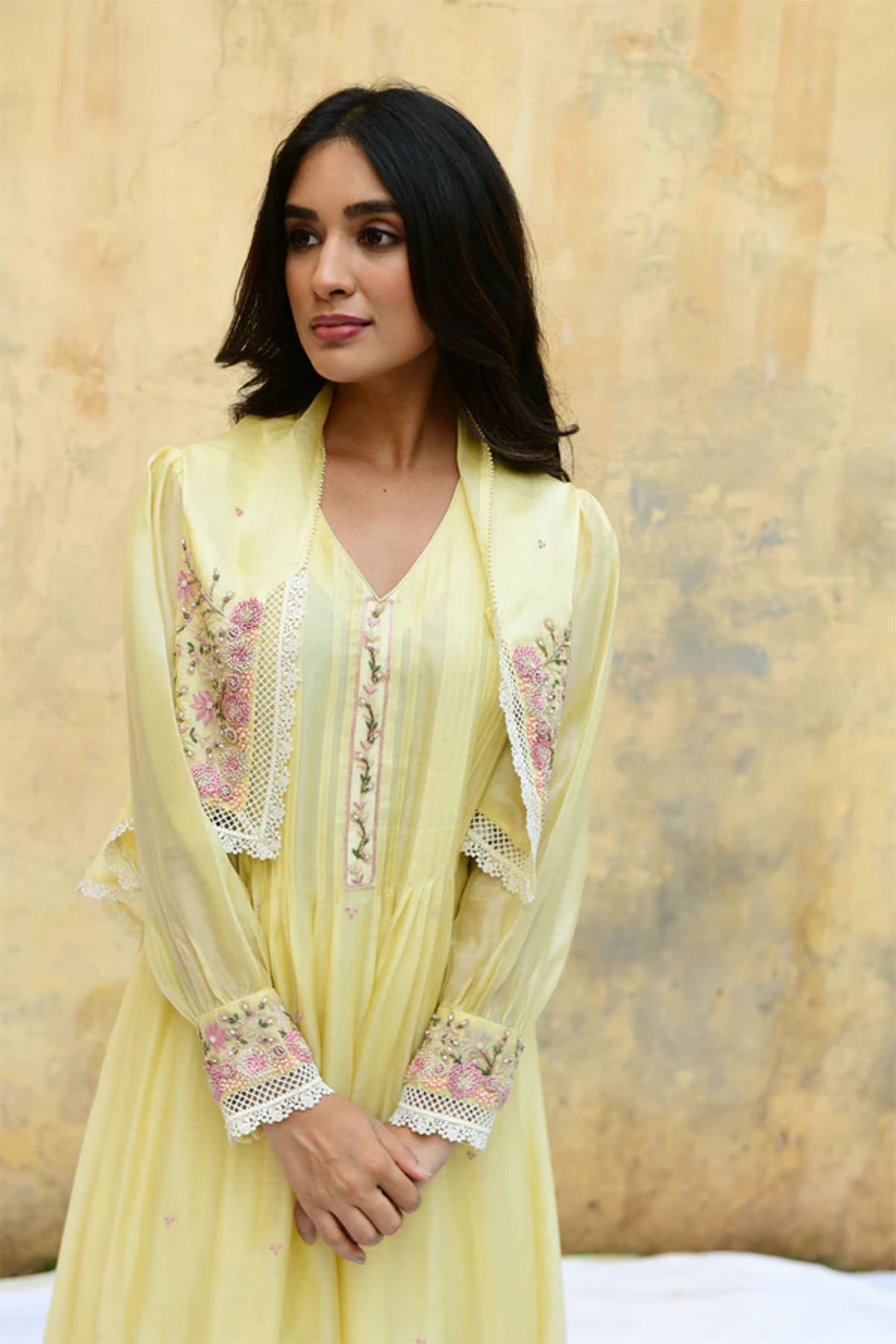 Yellow Mystic Knot Jacket Kurta Set