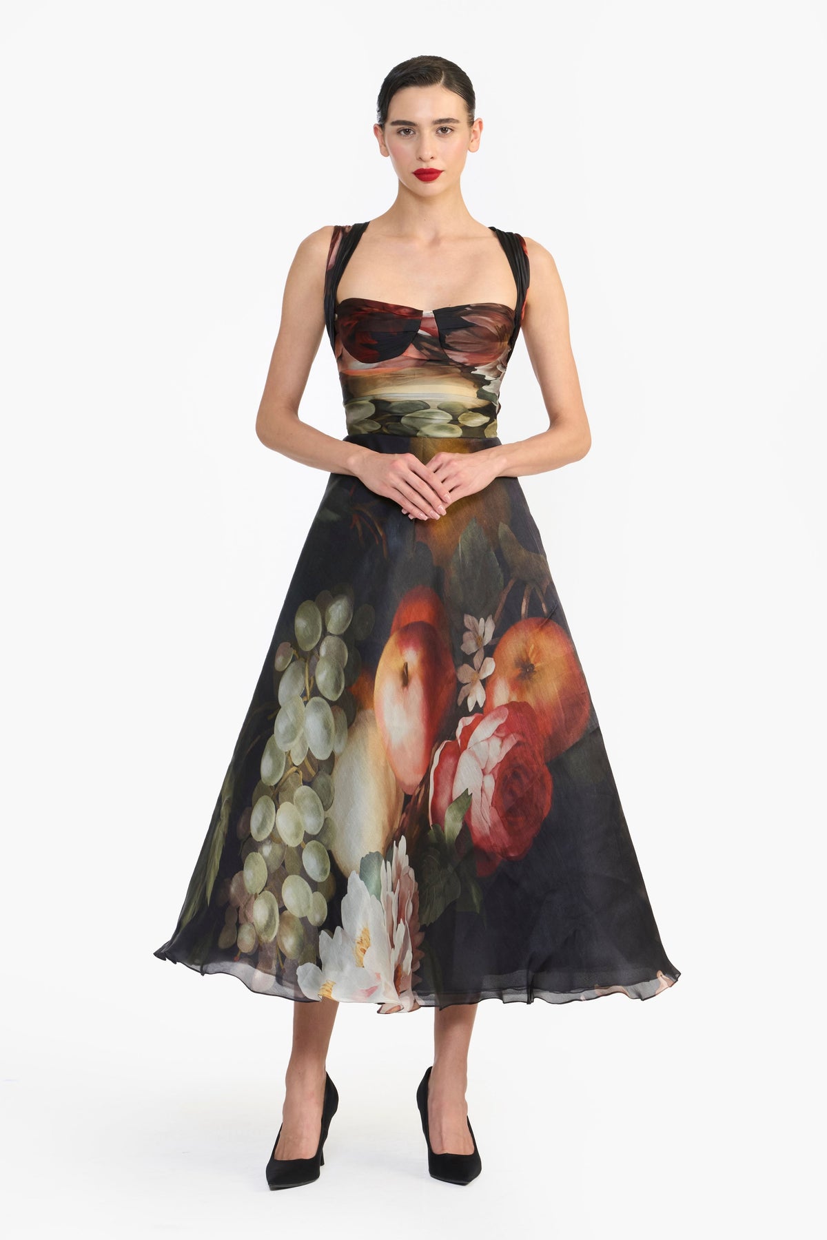 Draped Bustier Flat Midi