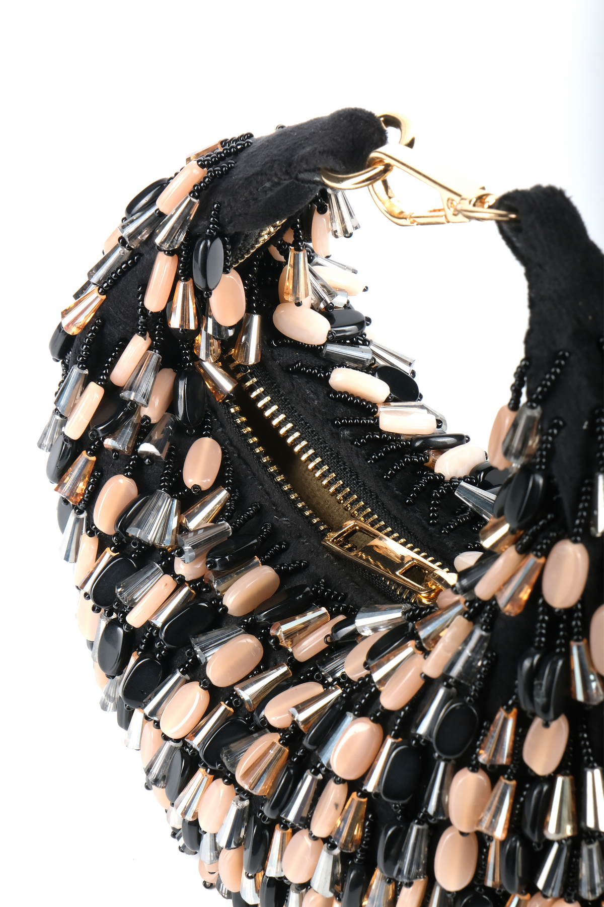 Elly Black Embellished Hobo Bag