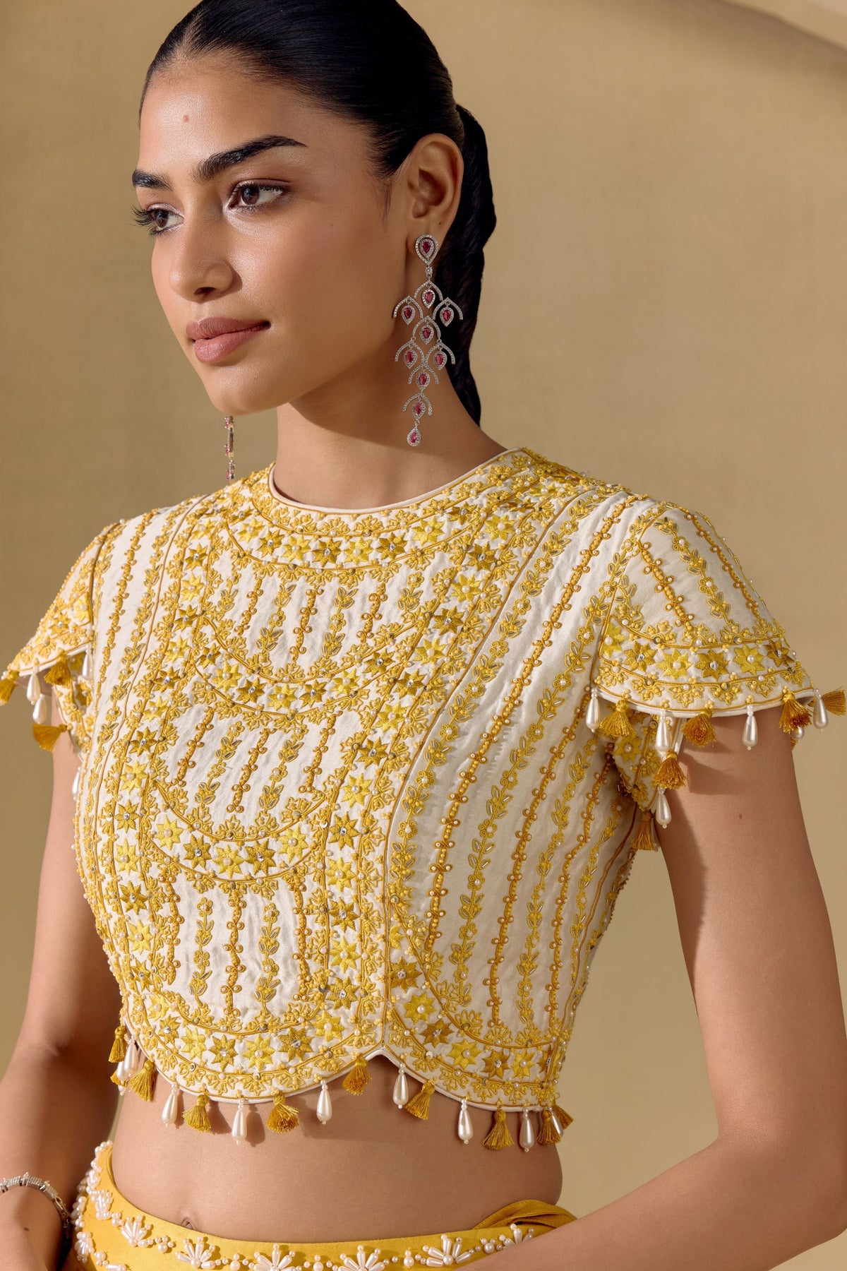 Yellow Multitonal Floral Lehenga
