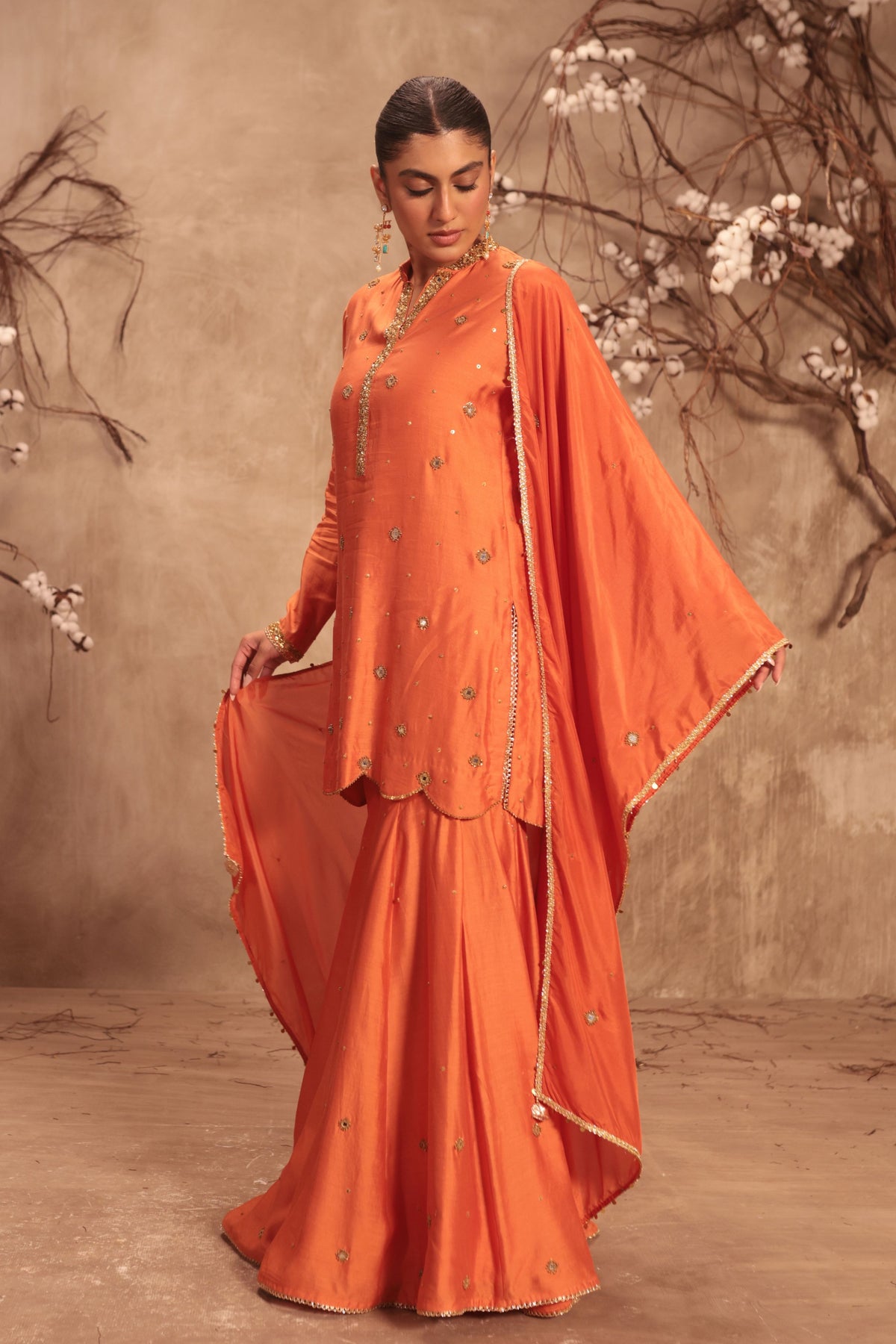 Orange Sharara Set