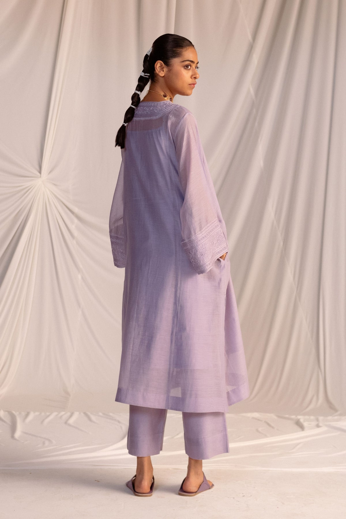 Violet Embroidered Tunic Set