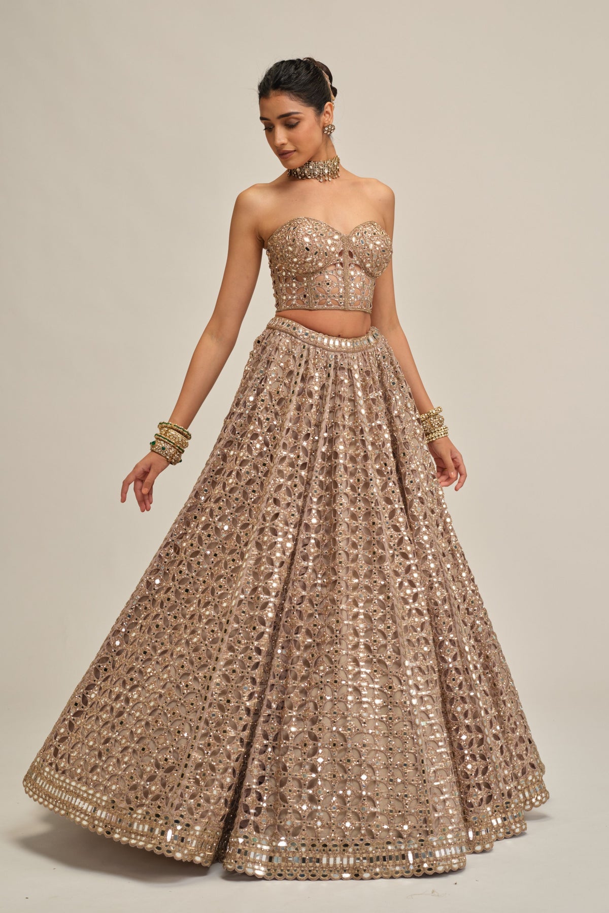 Ash Cutwork Lehenga Set