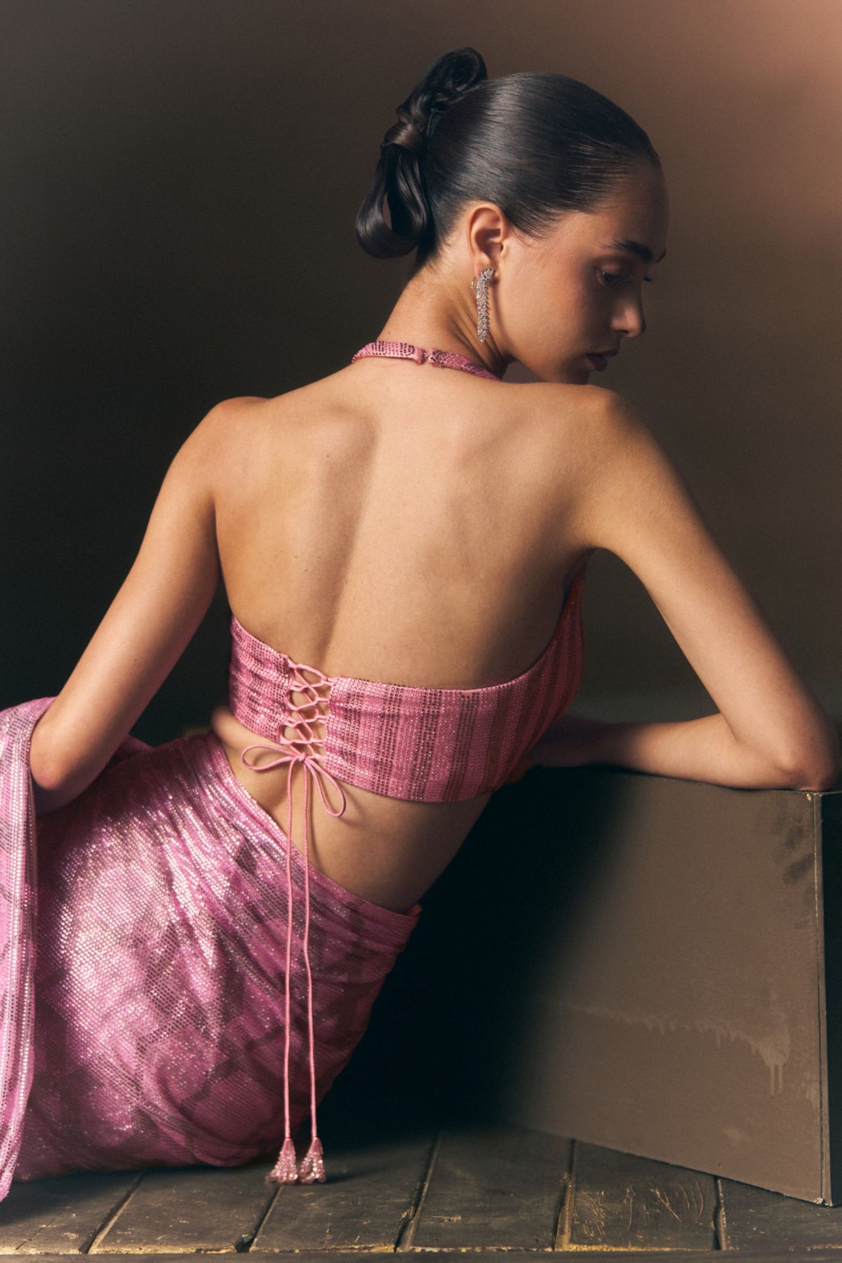 Coral Drape Saree Set