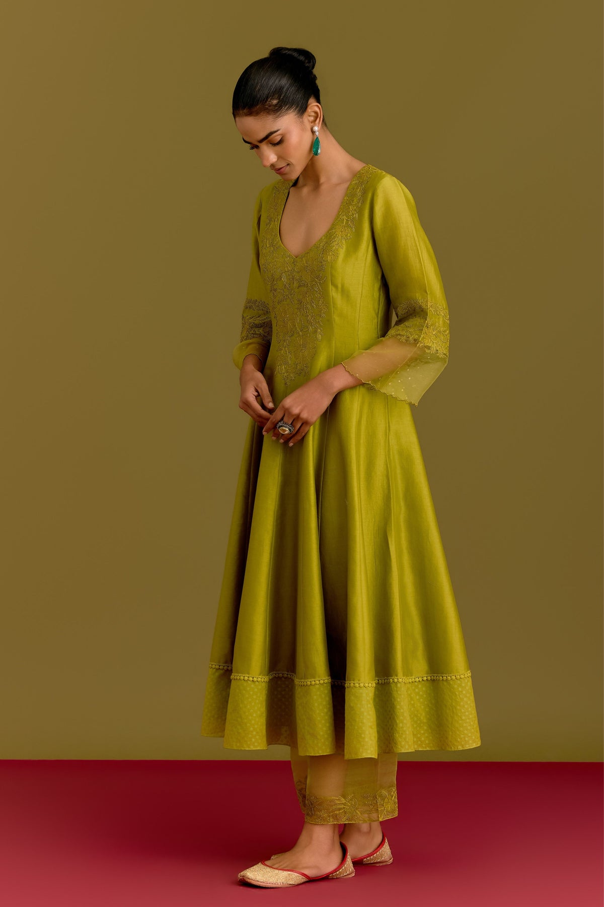 Green Anarkali Set