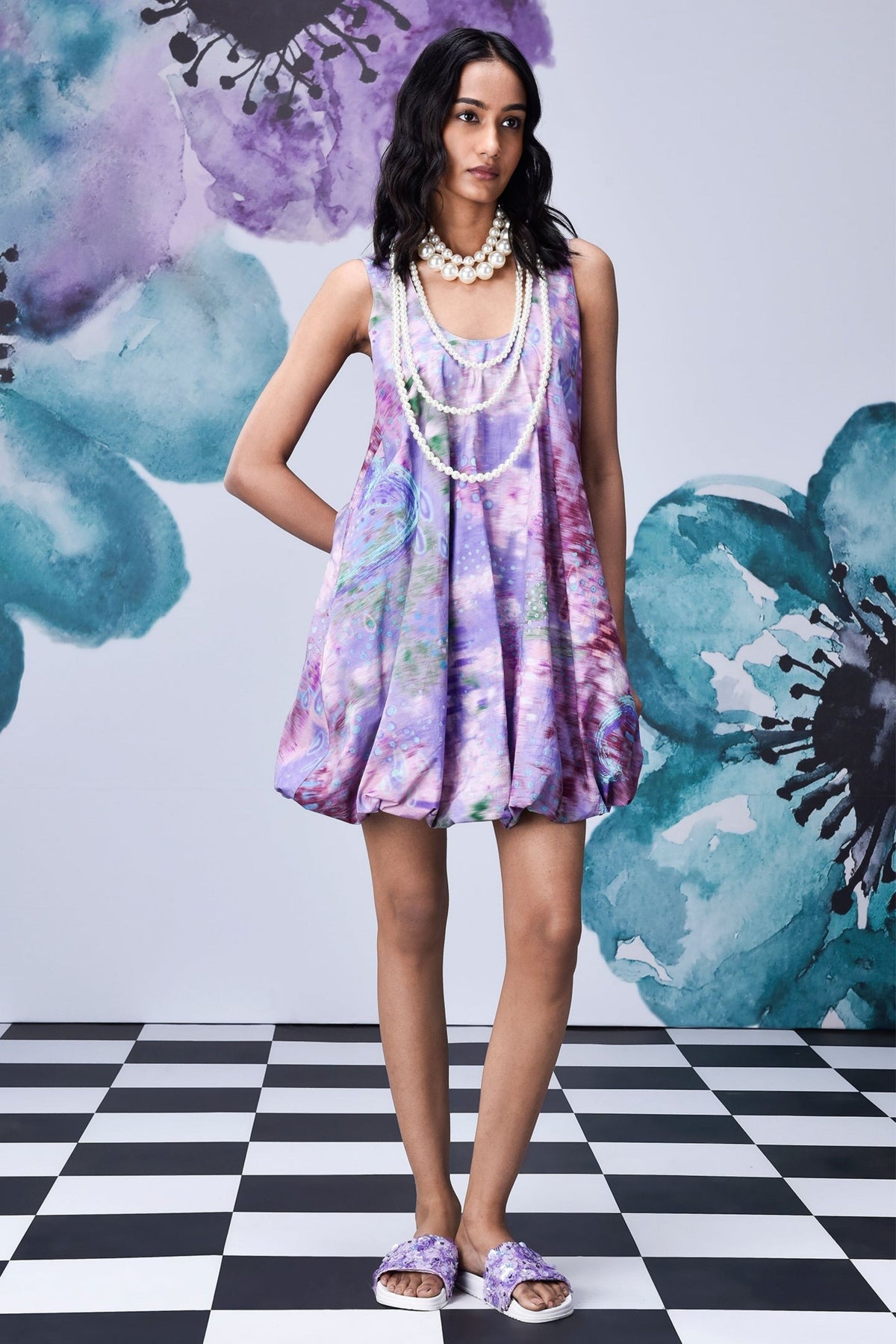French Lavender Balloon Dress