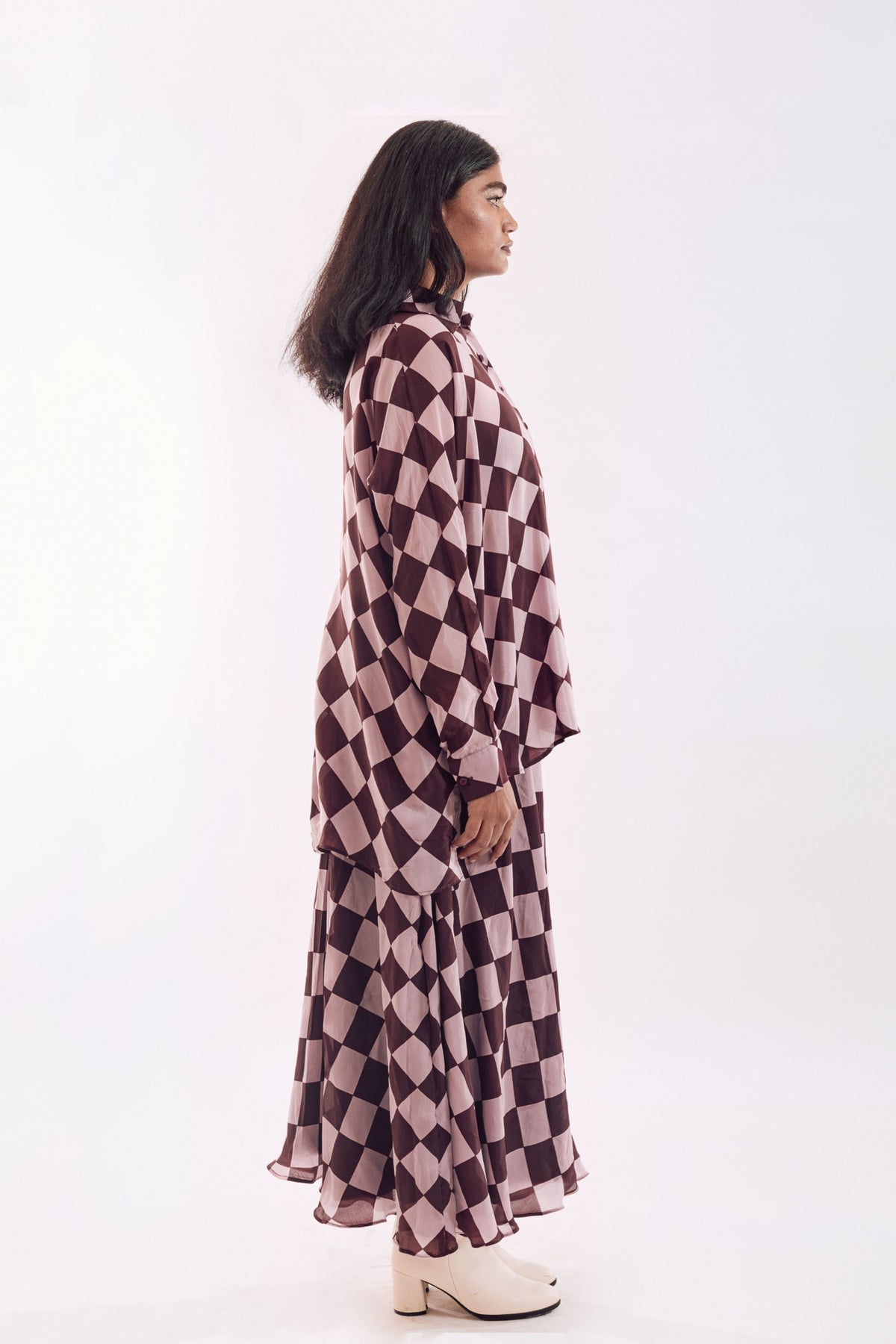 Brown Pink Check Co-ord Set