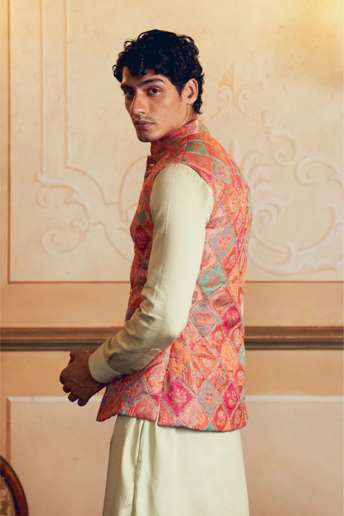 Multicolored Nehru Jacket Set