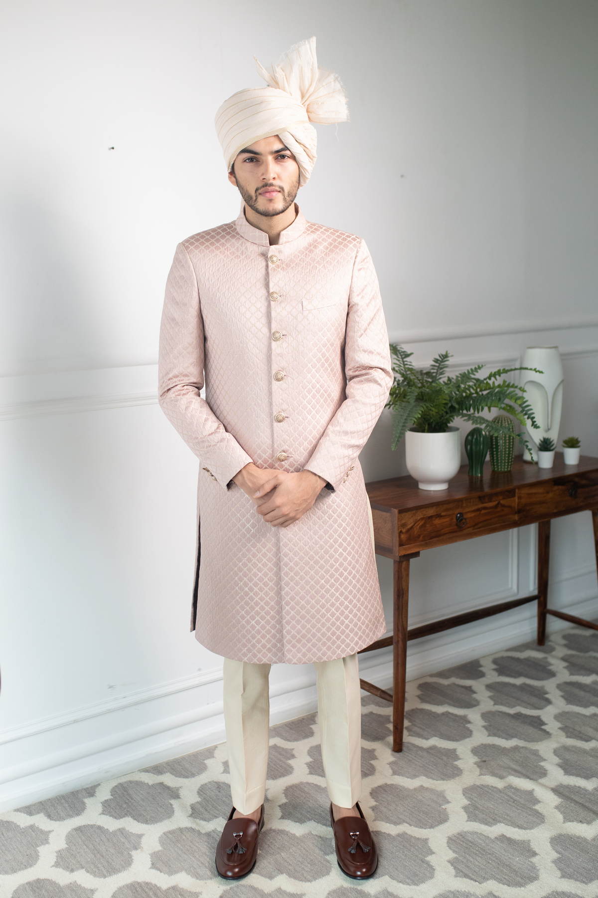 Pale Patterned Sherwani