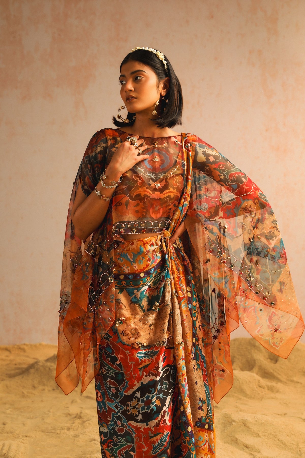 Mustard Yellow Draped Saree