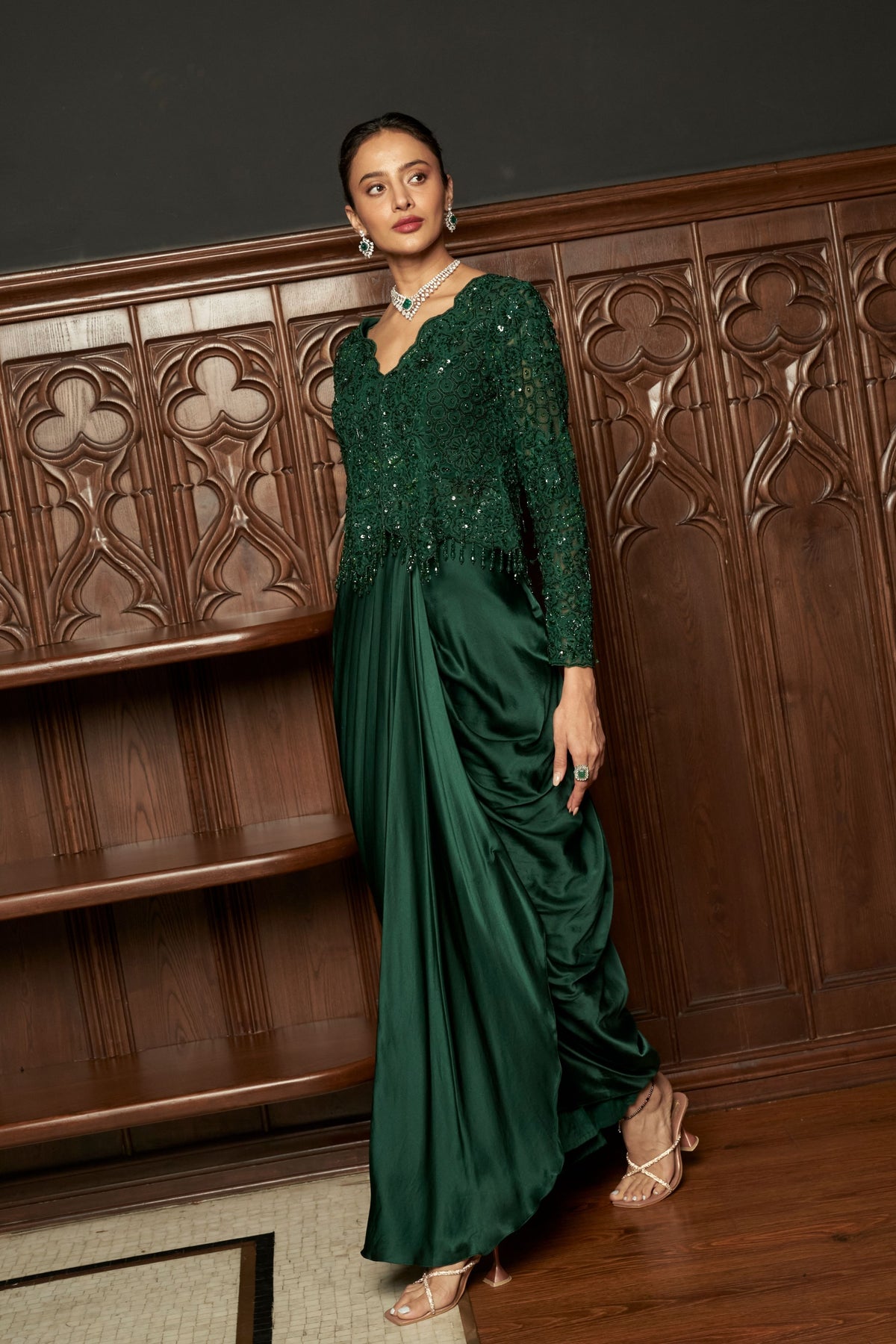 Emerald Embroidered Jacket Set