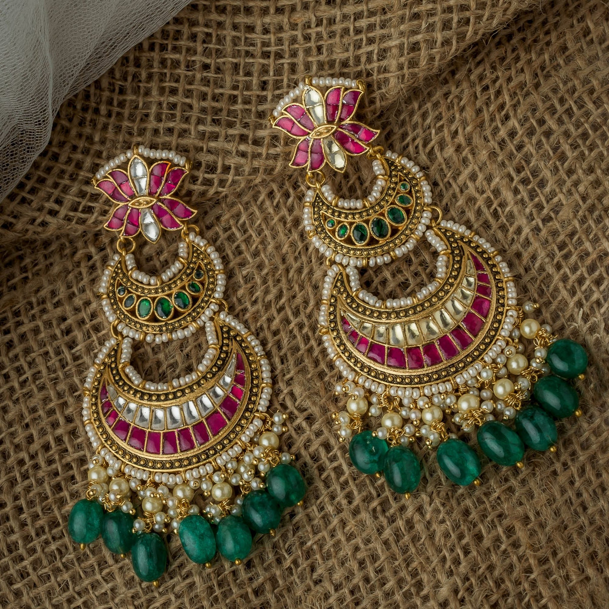 Gold Plated Pink Earrings