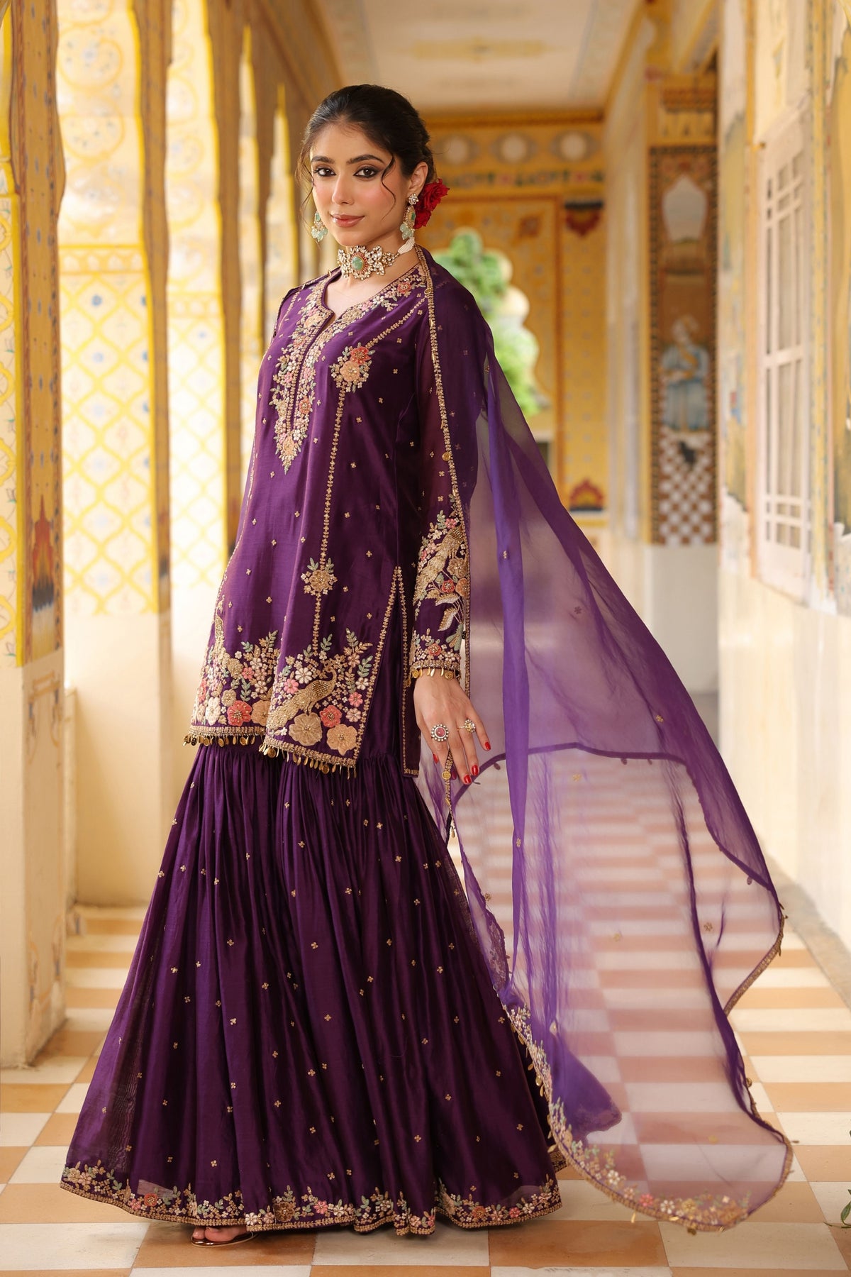 Ahista Purple Mayur Sharara Set