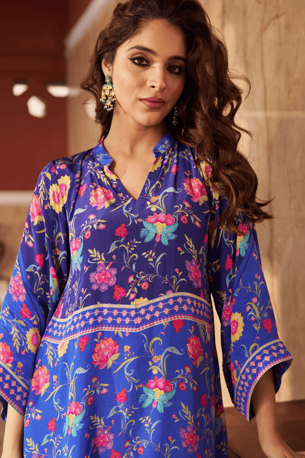 Ruya Blue Floral Tunic Set