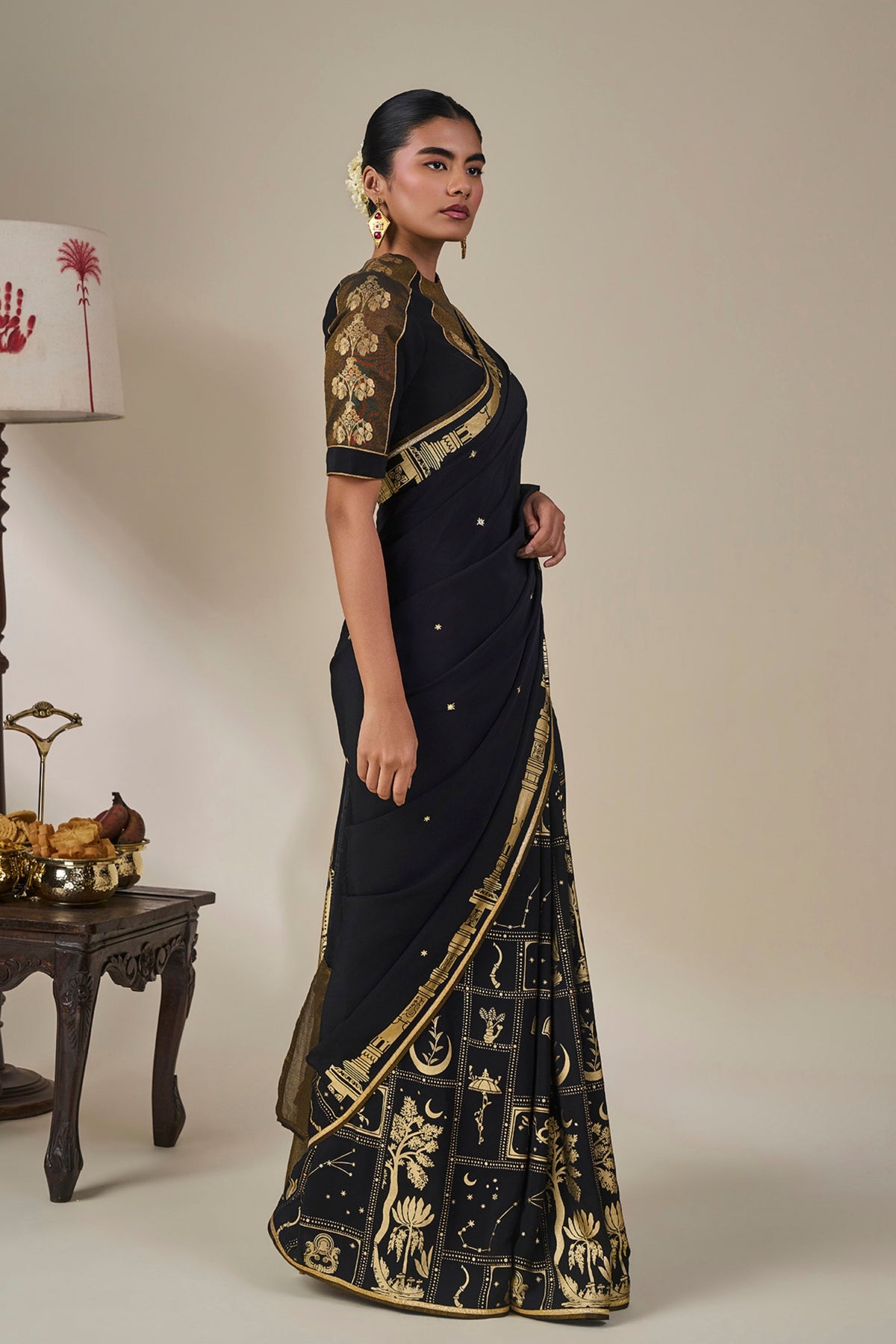 Black Malabar Grove Saree
