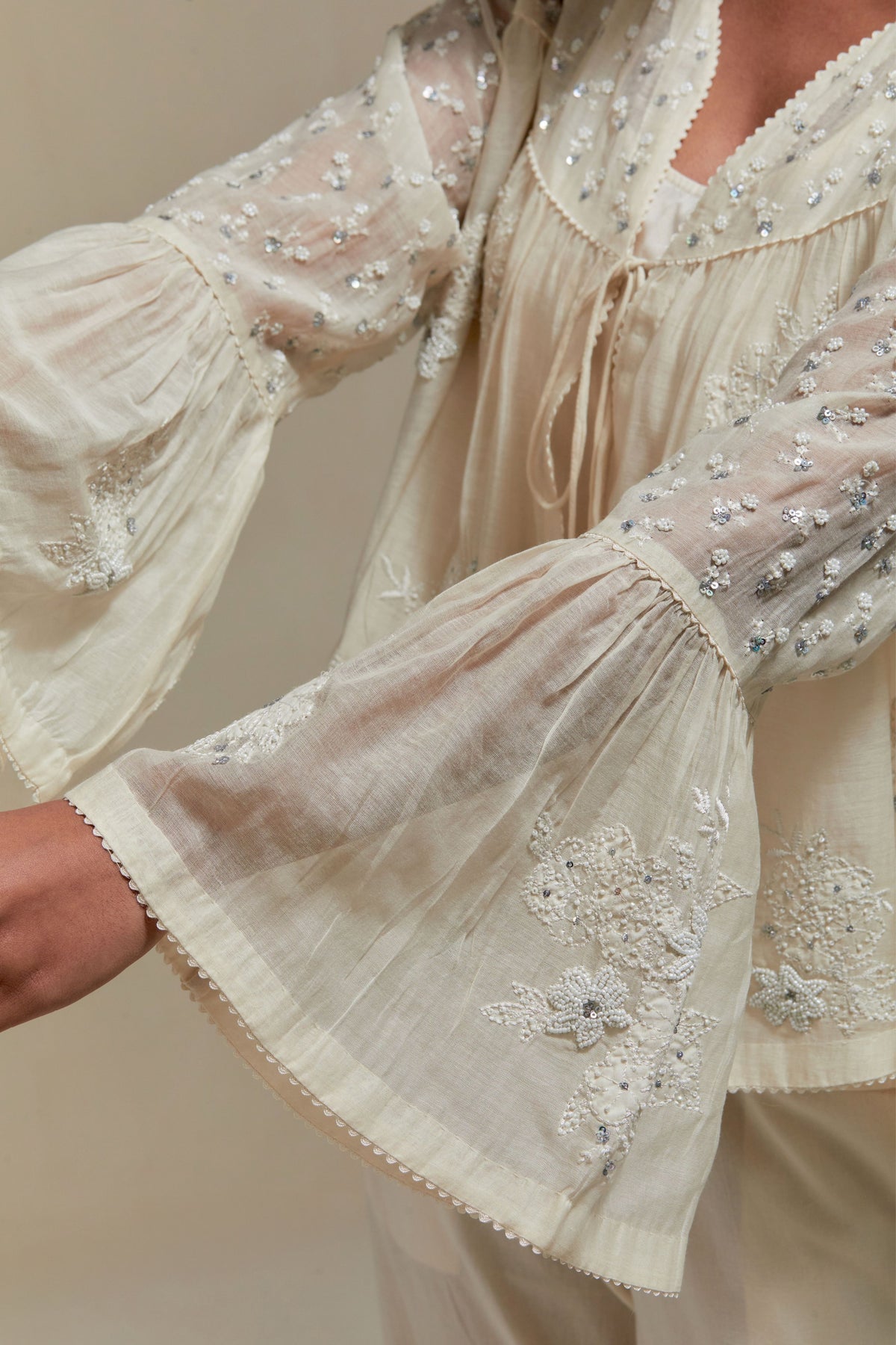 Off White Chanderi Co-ord Set