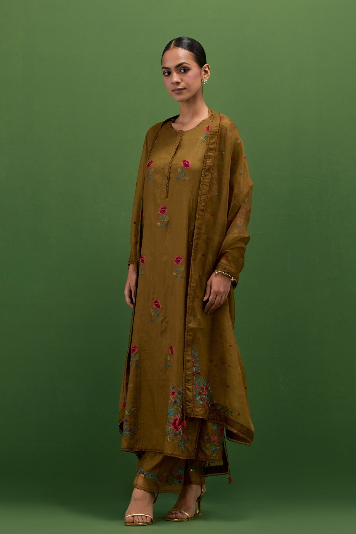Golden Olive Straight Kurta Set