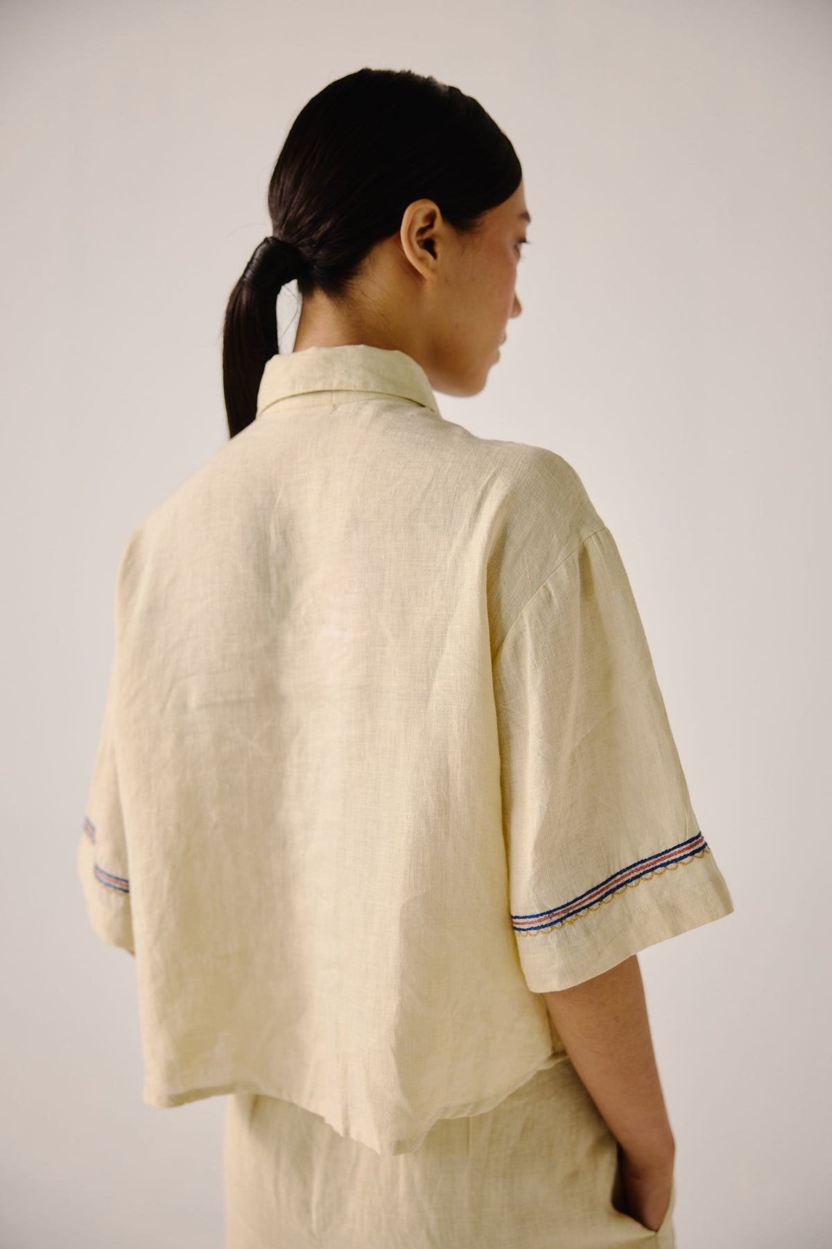 Ivory Cross Stitch Embroidered Ava Shirt