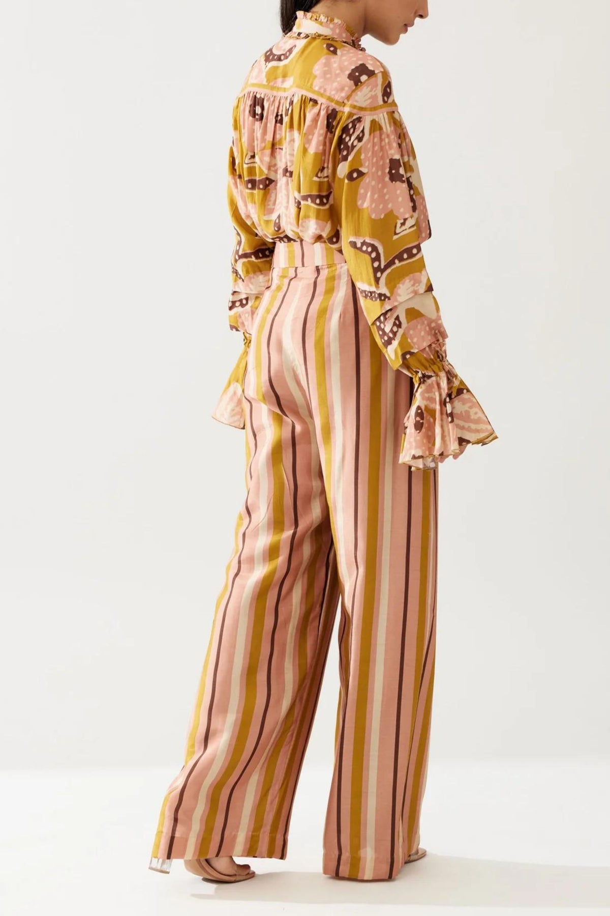 Mustard And Pink Stripe Pants