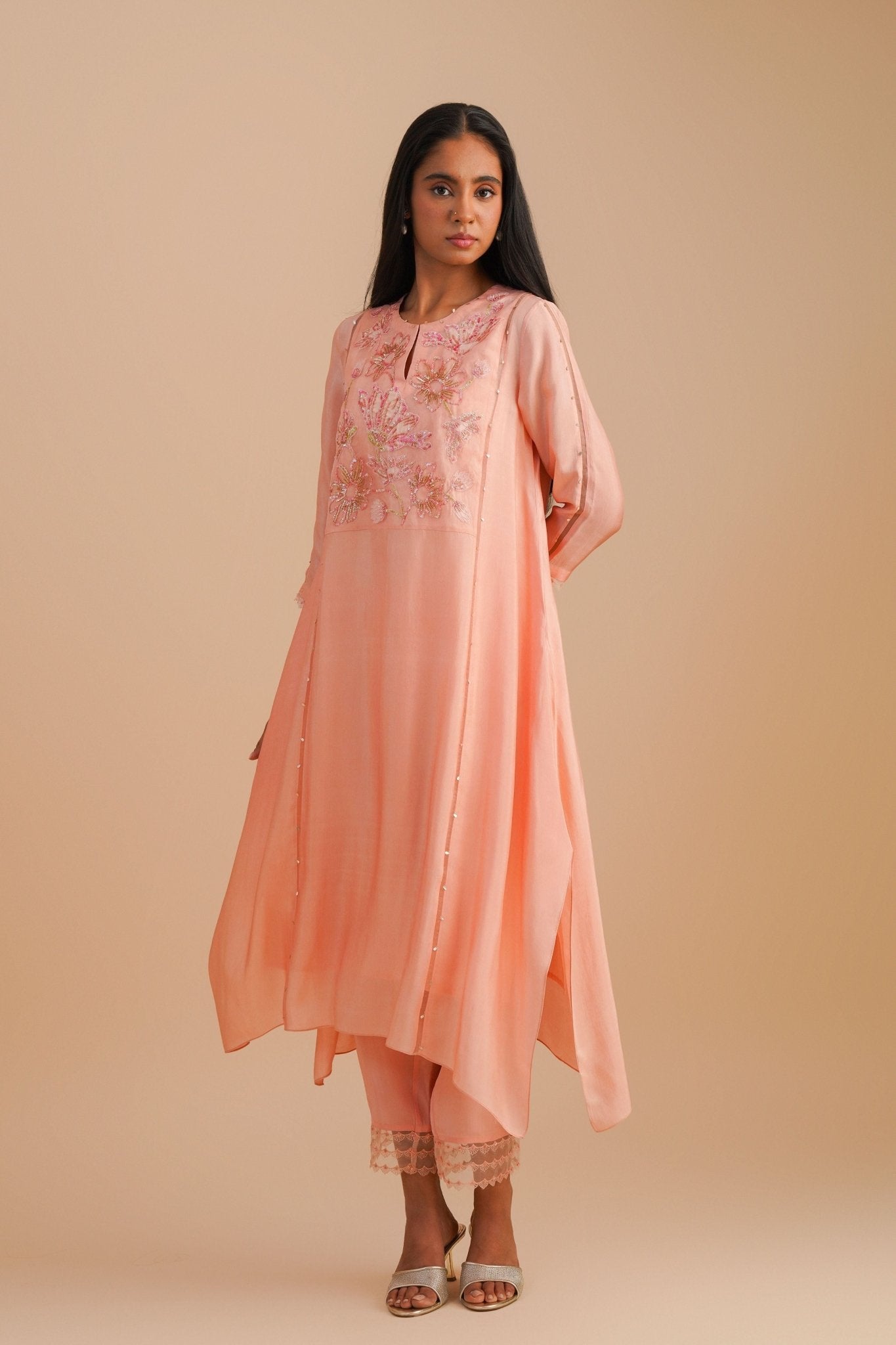 Blush Applique Kurta Set - One Not Two - Elahe