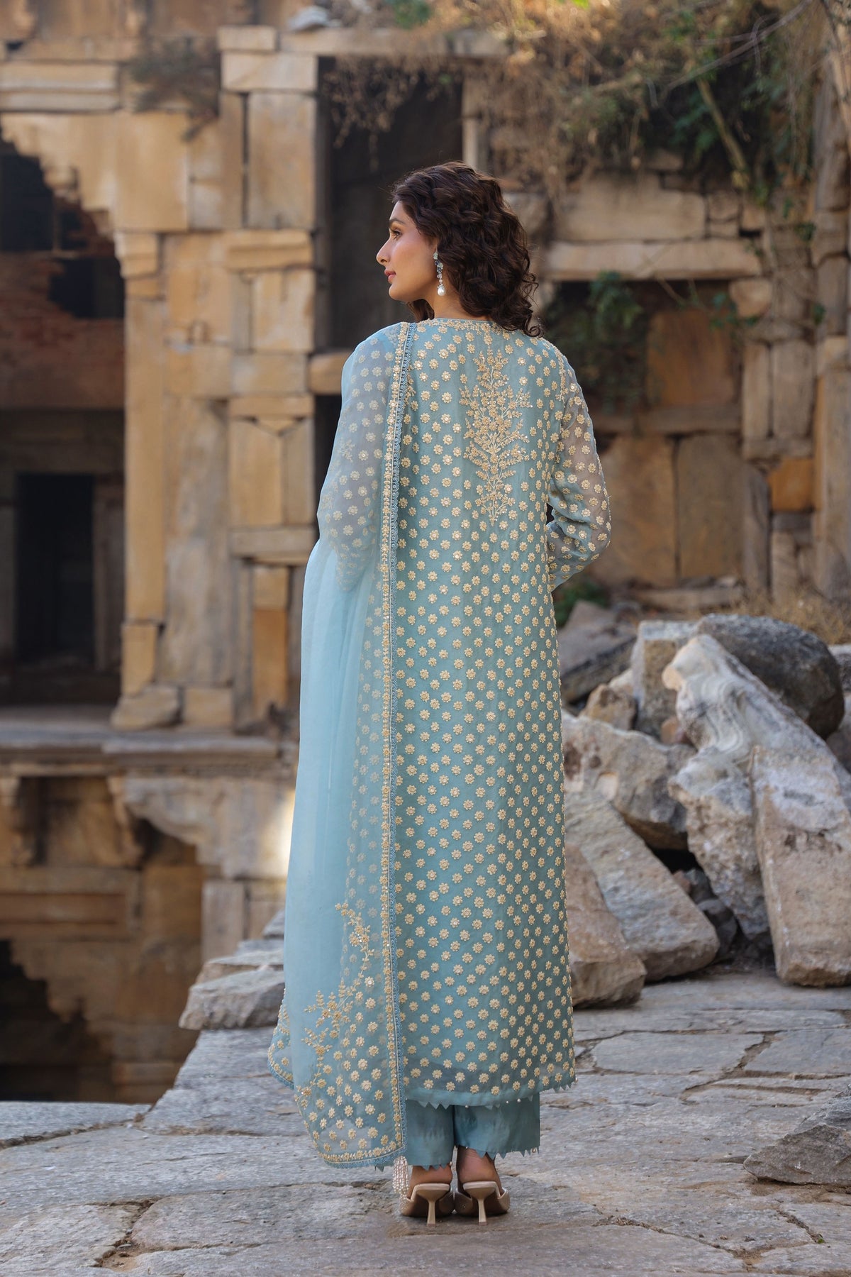 Vaayu Light Blue Buti Kurta Set
