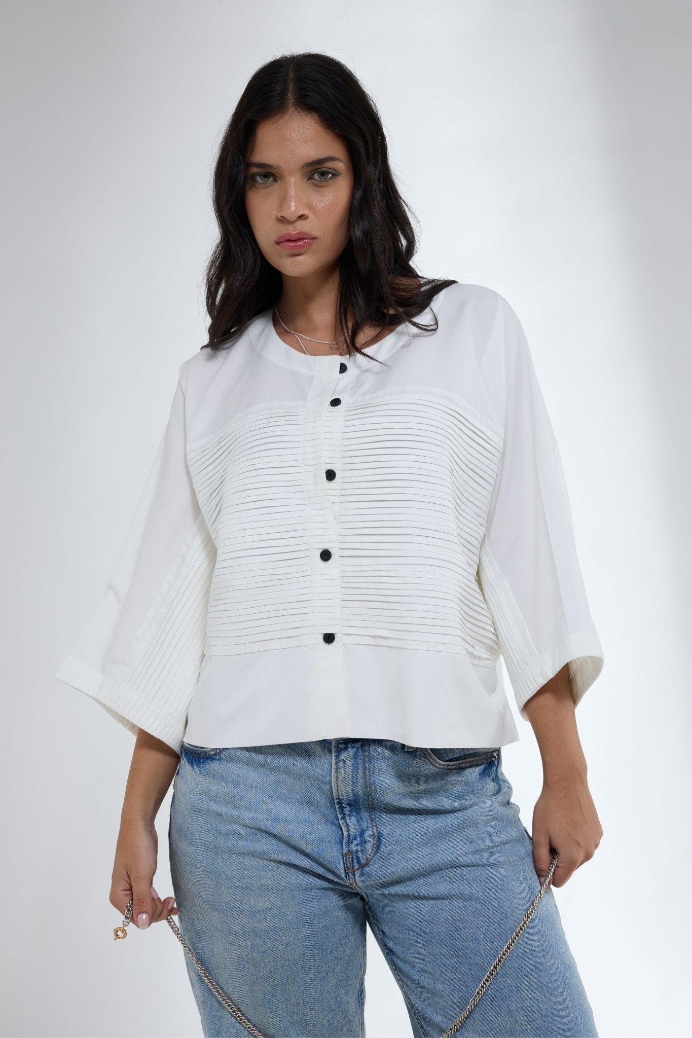 Anti Fit Short Pintuck Shirt - Krati Jain - Elahe