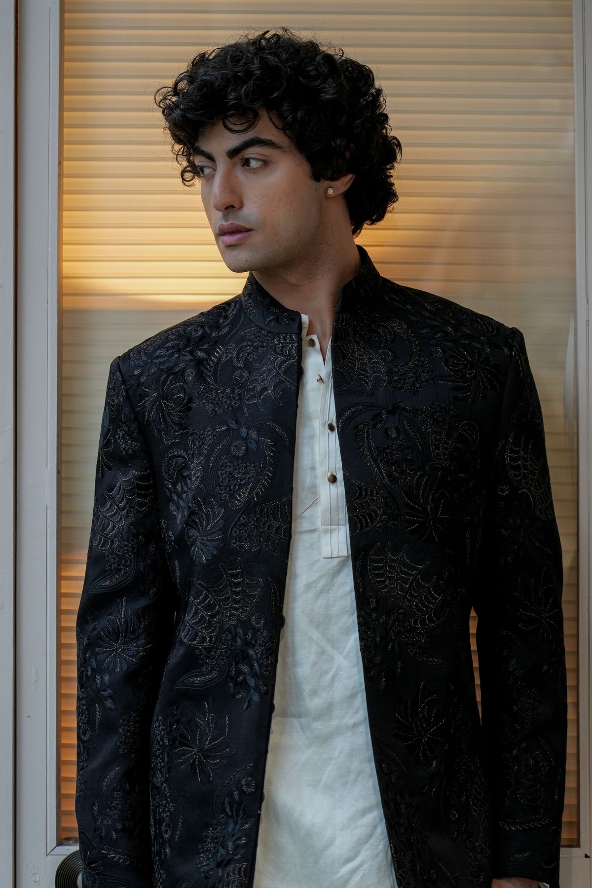 Black Parisian Night Bandhgala Set