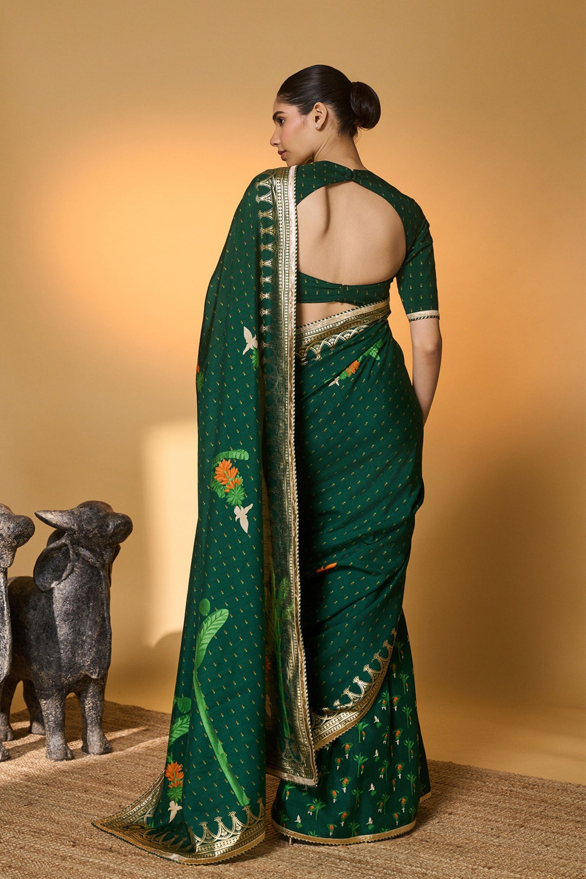 Green Trpoical Amber Arches Saree