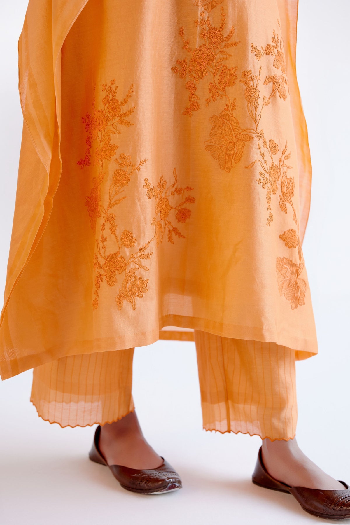 Orange Chanderi Kaftan Set
