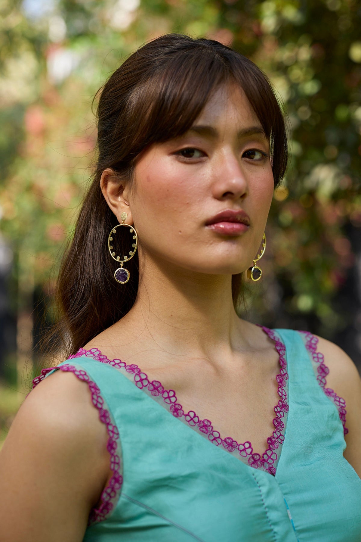 Petal & Path Blue Embroidered Blouse