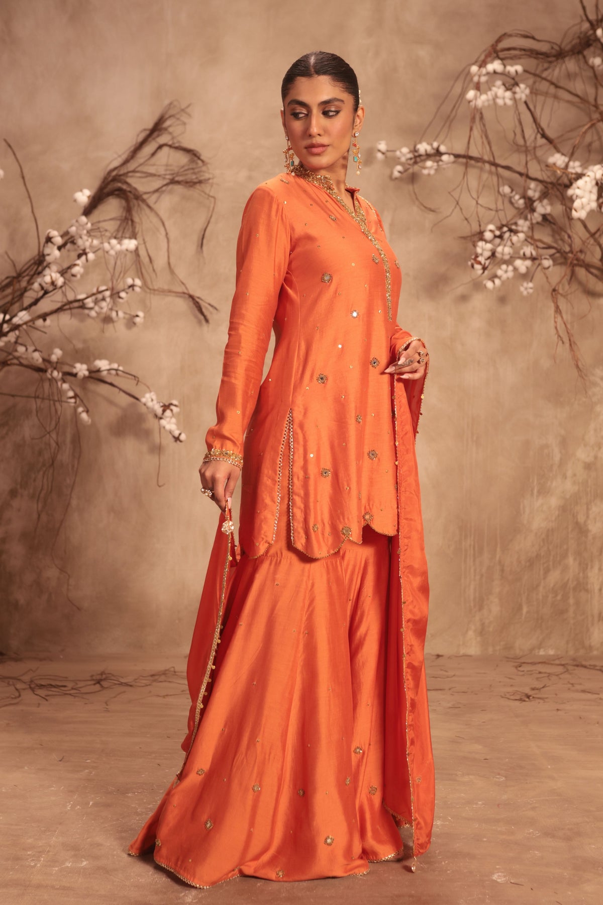 Orange Sharara Set