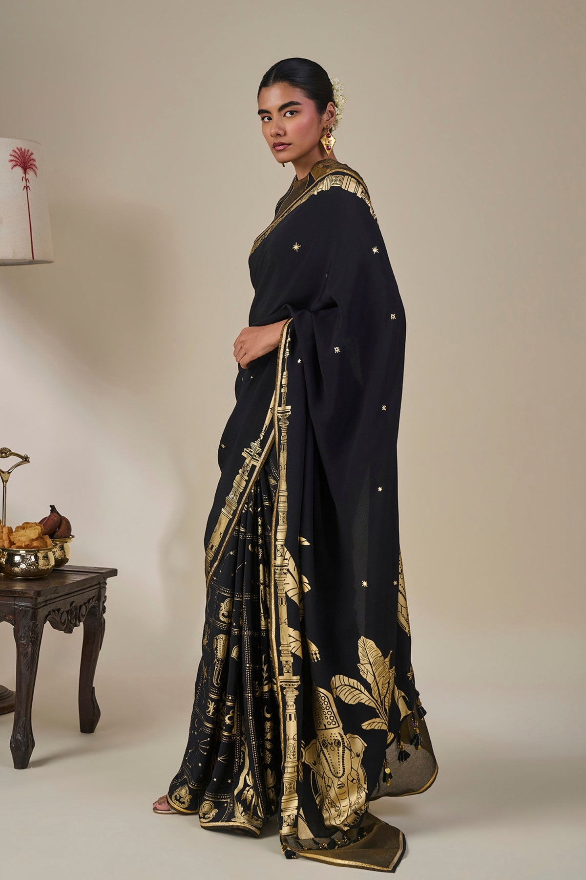 Black Malabar Grove Saree