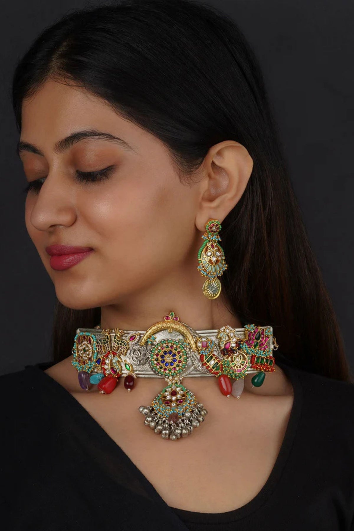 Multicolor Tribal Necklace Set