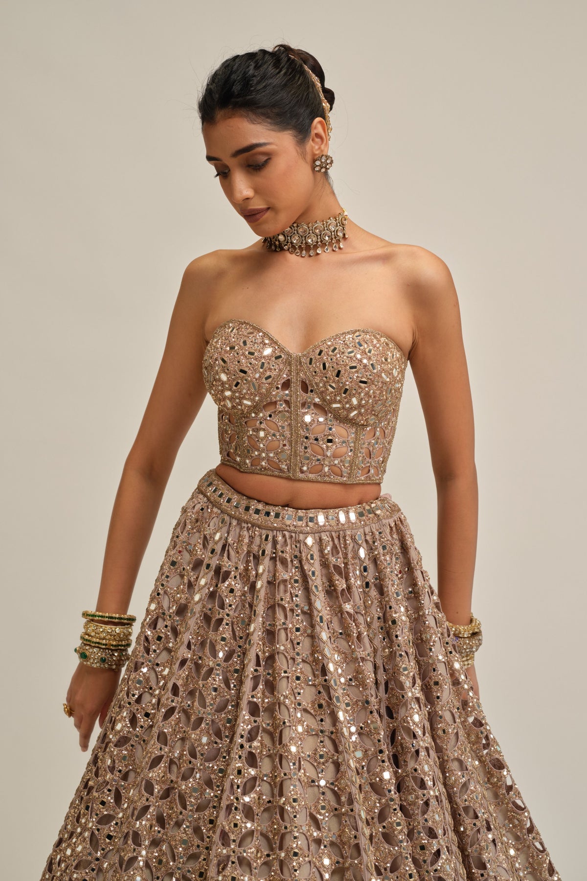 Ash Cutwork Lehenga Set