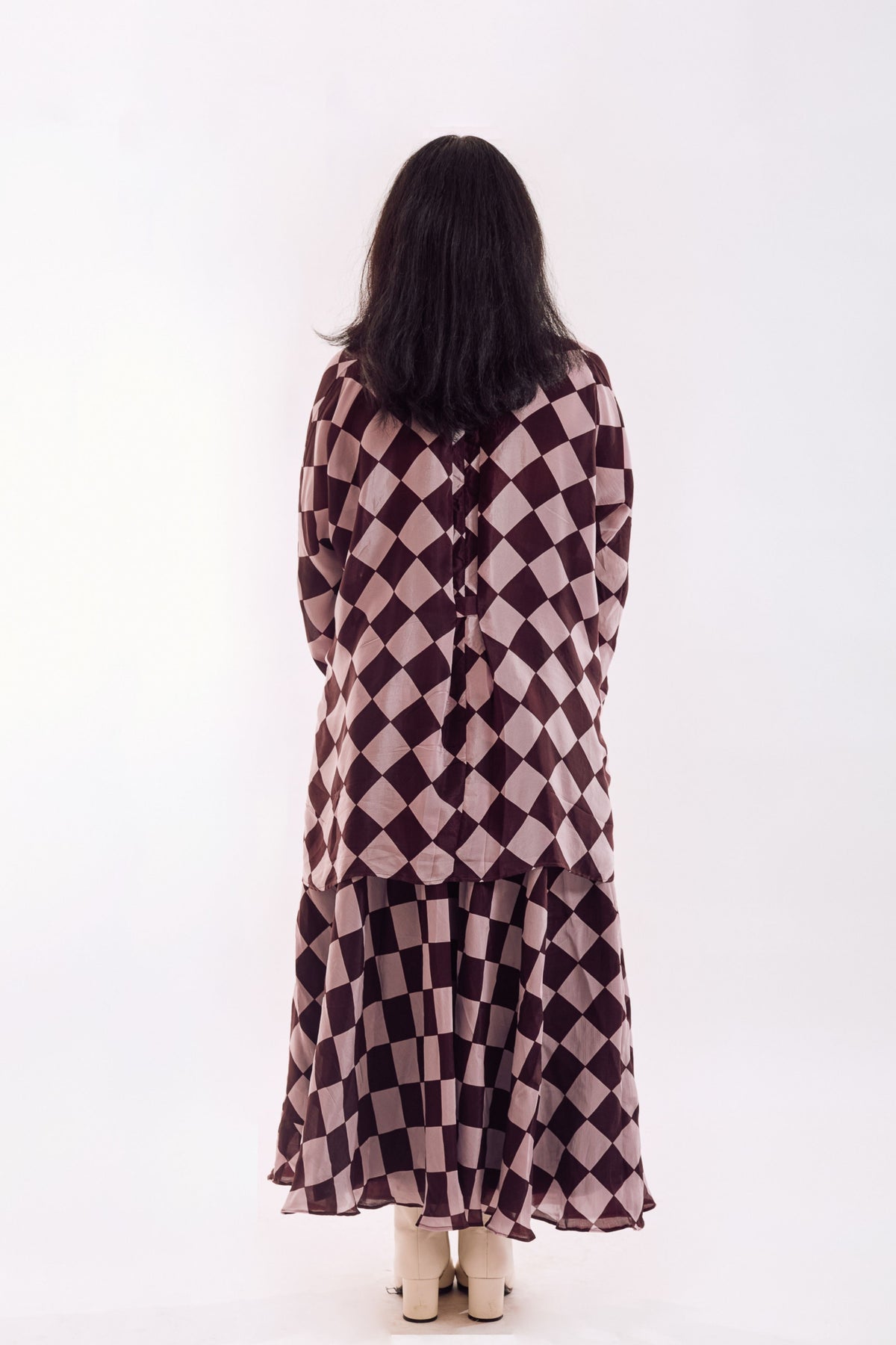 Brown Pink Check Co-ord Set